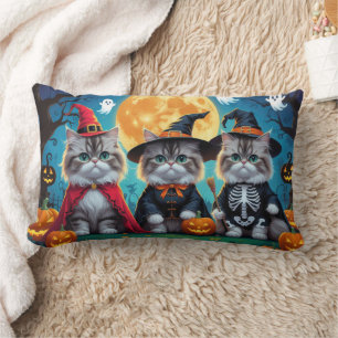Persian Cats Pumpkin Halloween Funny Lendenkissen