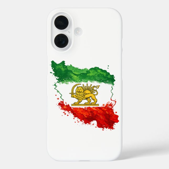 Persian Lion & Sun iPhone 16 Case | Iran Map Phone (Rückseite)
