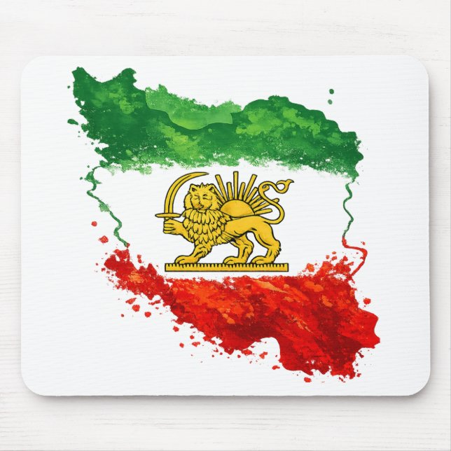 Persian Lion & Sun Mouse Pad | Iran Map Desk Mat | Mousepad (Vorne)