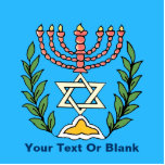 Persian Magen David Menorah<br><div class="desc">Dieses Bild wurde aus einer antiken persischen jüdischen Fliese mit einer Menorah mit einem Magen David (Stern von David) gerahmt von Olivenzweigen. Die Unvollkommenheiten des originalen, handgemalten Bildes wurden beibehalten.Fügen Sie Ihren eigenen Text hinzu.</div>