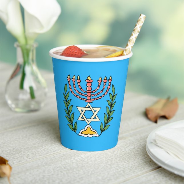 Persian Magen David Menorah Pappbecher (In Situ)
