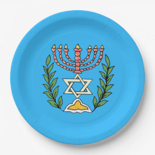 Persian Magen David Menorah Pappteller