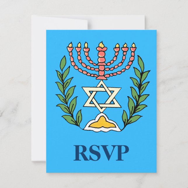 Persian Magen David Menorah RSVP Karte (Vorderseite)