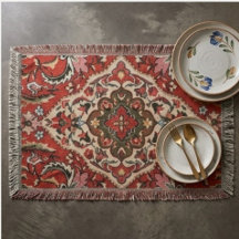 Persian Medallion Deep Red Olive Floral Arabesqu