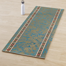 Persian Oriental Rug Luxury Green & Gold Runner Yogamatte