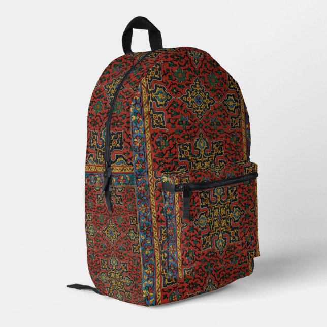 Persian Rug Carpet Red Blue Classic Bedruckter Rucksack (Rückseitige Ecke links)