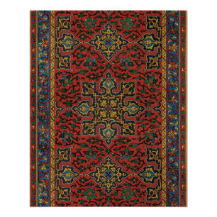 Persian Rug Carpet Red Blue Classic Poster