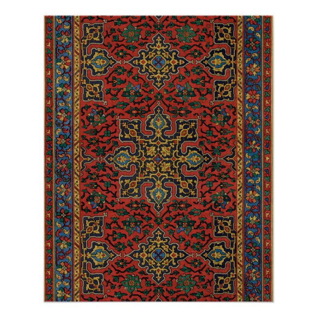 Persian Rug Carpet Red Blue Classic Poster (Vorderseite)