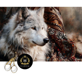 Persian Rug White Wolf Portrait Seidenpapier