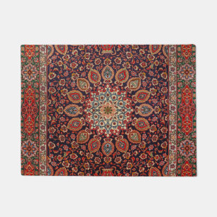 Persian Tabriz Black Radial Geometric Fußmatte