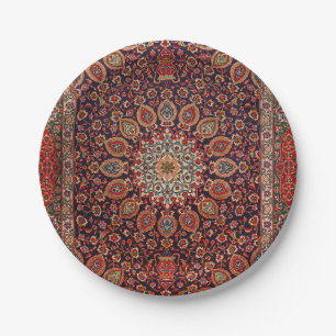 Persian Tabriz Black Radial Geometric Pappteller