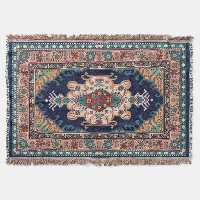 Persian Tabriz Black Radial Geometric Pattern Decke (Vorderseite)