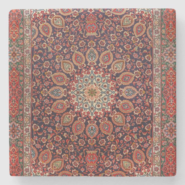 Persian Tabriz Black Radial Geometric  Steinuntersetzer (Vorderseite)