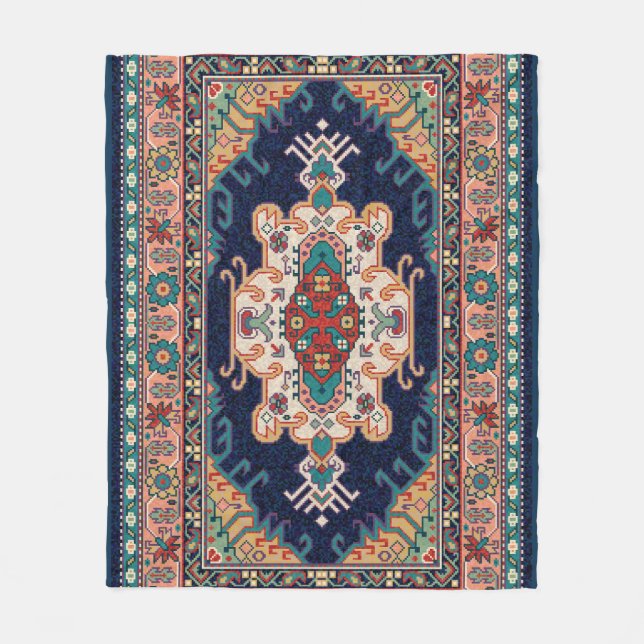 Persian Tabriz Schwarzes Marokkanisches geometrisc Fleecedecke (Vorderseite)