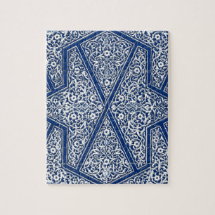 Persian tile pattern - cobalt blue and white puzzle