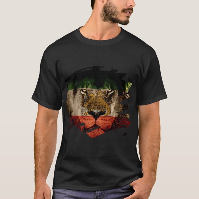 Persien-Flagge u. afrikanisches Löwe-Bild T-Shirt (Vorderseite)