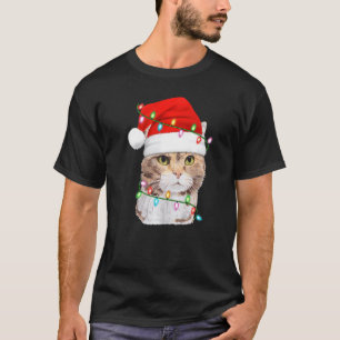 Persienkatze Weihnachtsbeleuchtung Weihnachtsmann T-Shirt