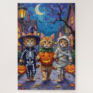 Persienkatzen beim Trick-or-Treat an Halloween-Kos Puzzle