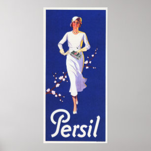 PERSIL White German Soap Detergent Alte Werbung Poster