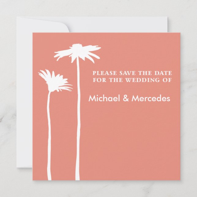 Persimmon Daisy Blooms Save the Date Einladung (Vorderseite)