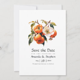 Persimmon Floral Wedding Save The Date