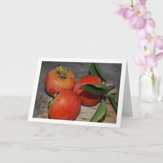 Persimmon Fruit Portrait Karte (Orchidee)