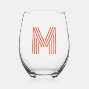 Persimmon Modern Monogram Initial Letter Weinglas Ohne Stiel