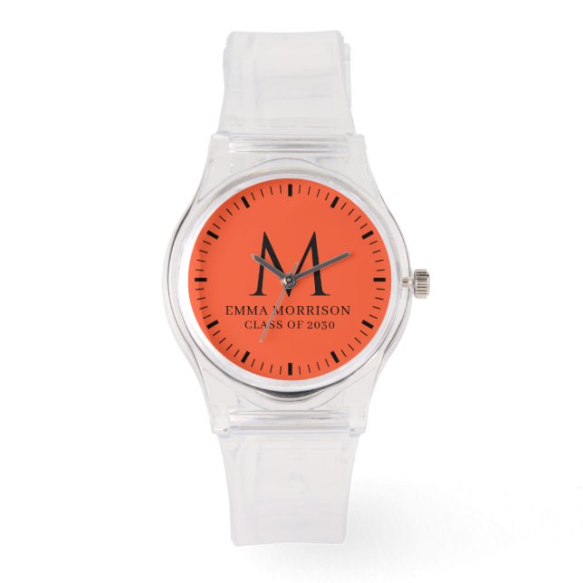 Persimmon-Monogramm Damen Armbanduhr (Vorderseite)