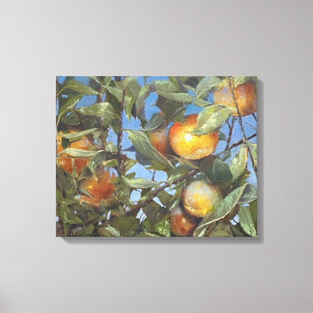 Persimmon Obstbaum Schönes Original Kunstwerk Leinwanddruck (Vorderseite)
