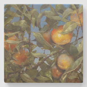 Persimmon Obstbaum Schönes Original Kunstwerk Steinuntersetzer