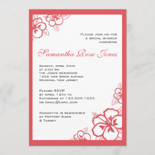 Persimmon und White Hibiskus Blume Brautparty Einladung
