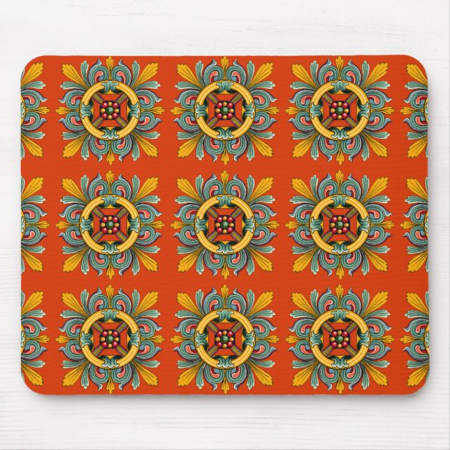 Persimmon-Viktorianisch-Tile-Design Mousepad (Vorne)