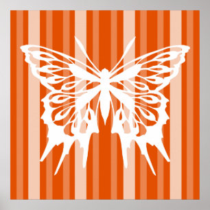 Persimmon Viktorianische Lady Strip mit Schmetterl Poster