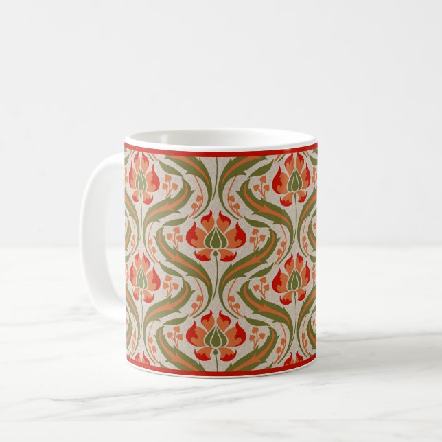 Persimmon Wildblumen Damask Kaffee Tasse (Vorderseite Links)