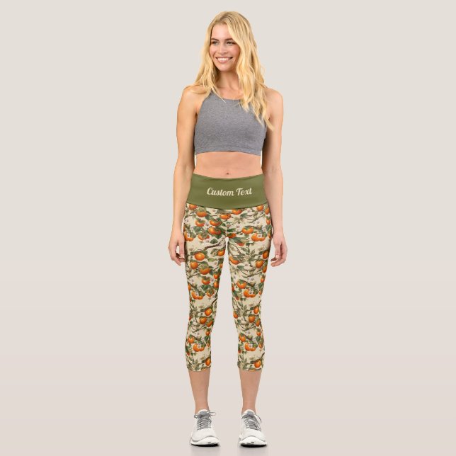 Persimmonmuster Capri Leggings (Vorderseite)