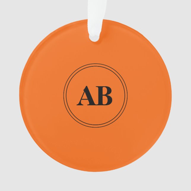 Persimmonorange Vollfarbe mit Monogramm Ornament (Vorderseite)