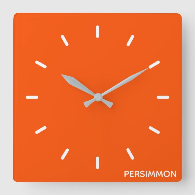 Persimmonroter Farbname Quadratische Wanduhr (Vorderseite)