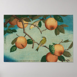 Persimmons and White-Eyes 1880 Japanischer Druck Poster