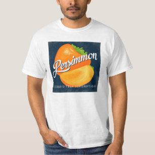Persimone-Vintager Frucht-Aufkleber Retro T-Shirt