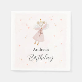 Persinalized Pastel Pink Baby Mouse Cute Napkin Serviette