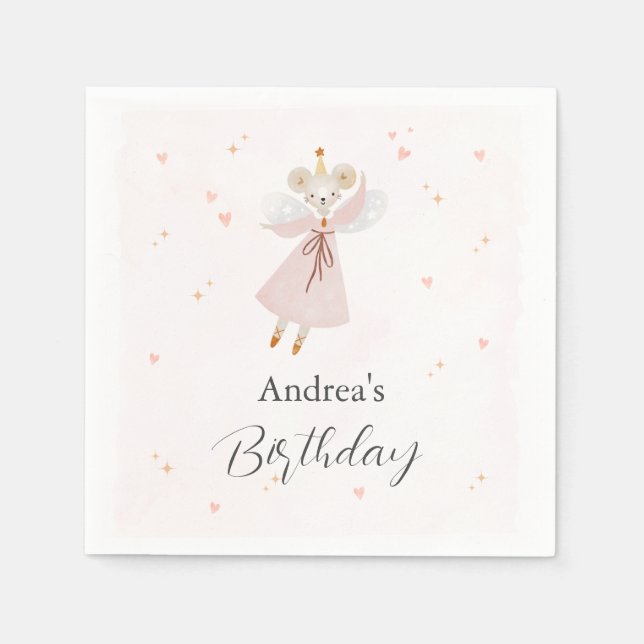 Persinalized Pastel Pink Baby Mouse Cute Napkin Serviette (Vorderseite)