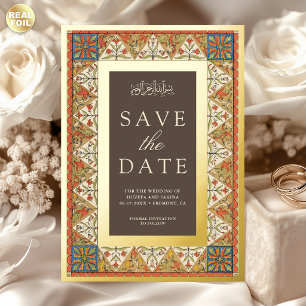 Persisch Braunes Muslim Hochzeit Termin Gold Folieneinladung