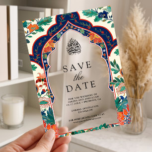 Persische Blumenintarsien-Muslim-Hochzeit - Termin Acryleinladungen