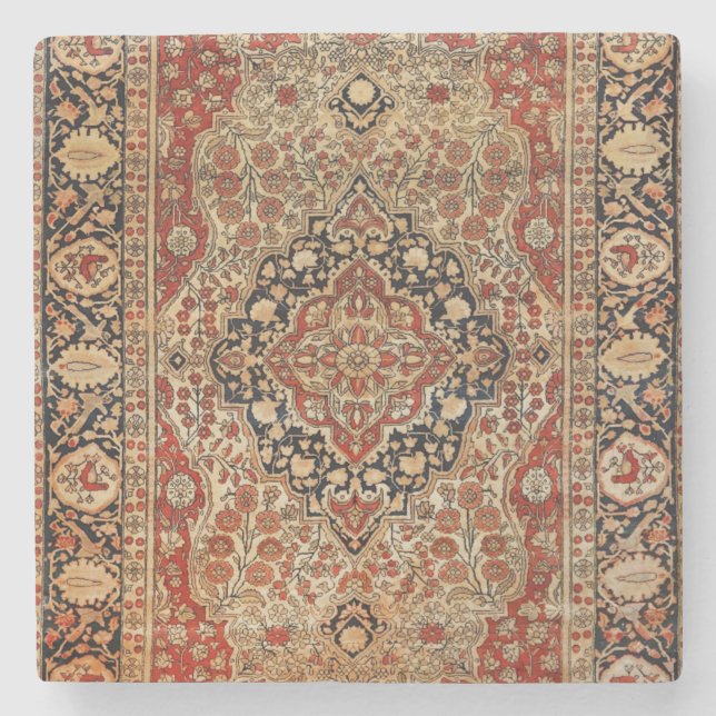 Persische Kashan-Burnt-Gelb  Steinuntersetzer (Vorderseite)