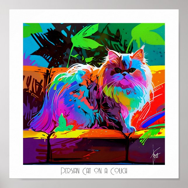 Persische Katze auf Couch Poster (Vorne)
