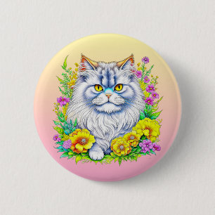 Persische Katze bei Blume Personalisiert Button