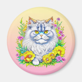 Persische Katze bei Blume Personalisiert Magnet