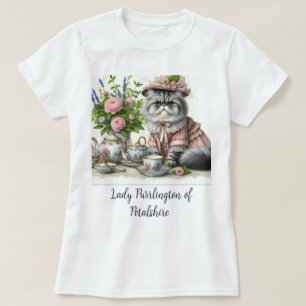 Persische Katze in Perlhut Perlen im Tee-Party T-Shirt
