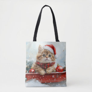 Persische Katze in Sledge Let it Schnee Weihnachte