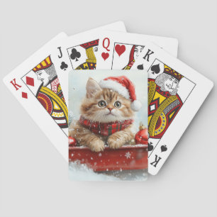 Persische Katze in Sledge Let it Schnee Weihnachte Spielkarten
